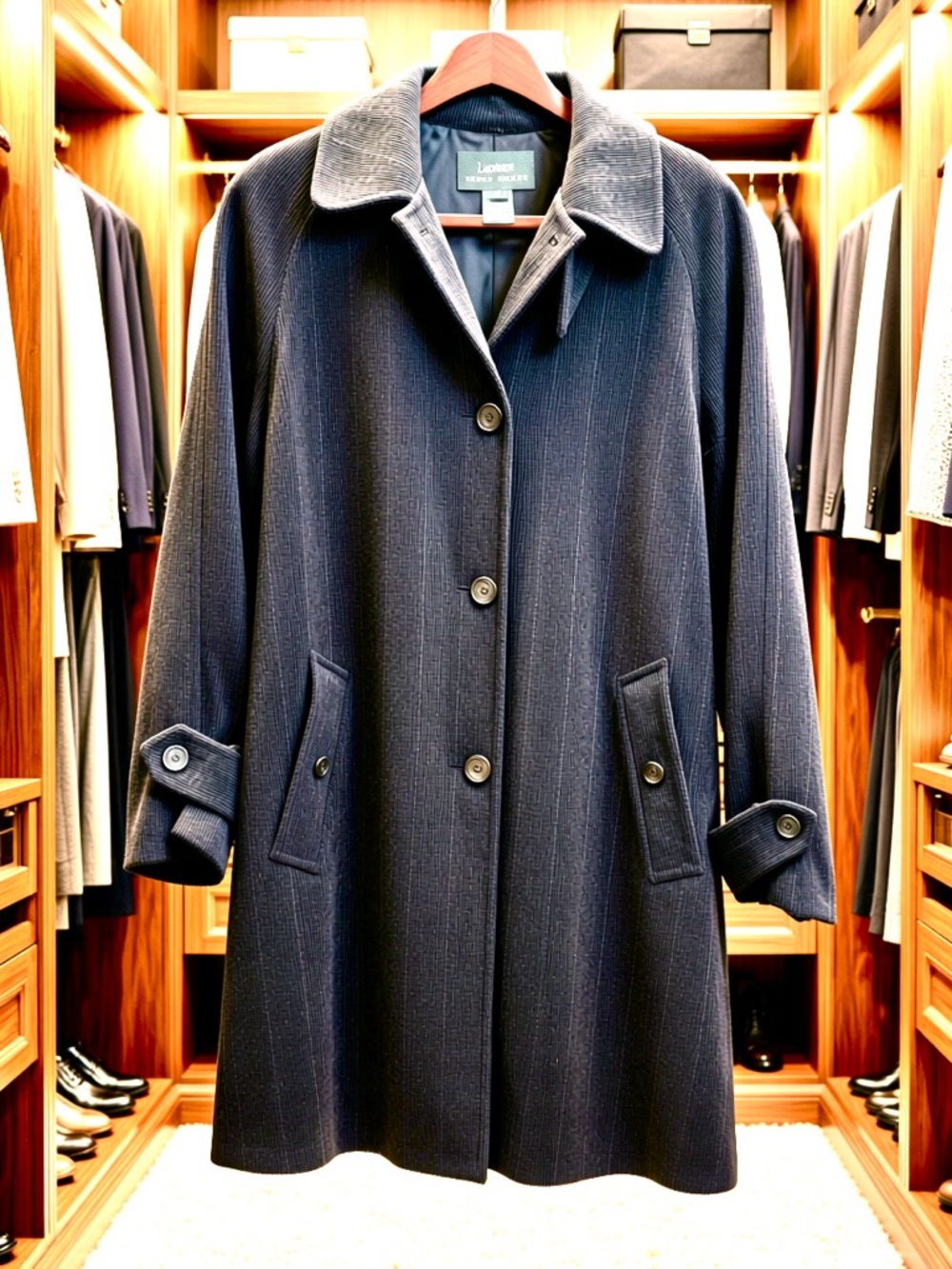 Ralph Lauren Black Pinstripe swing Trench Coat